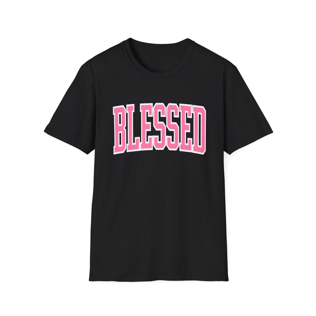 Blessed Graphic Tee – Pink Varsity Letter Shirt | Faith-Based Boutique Tee