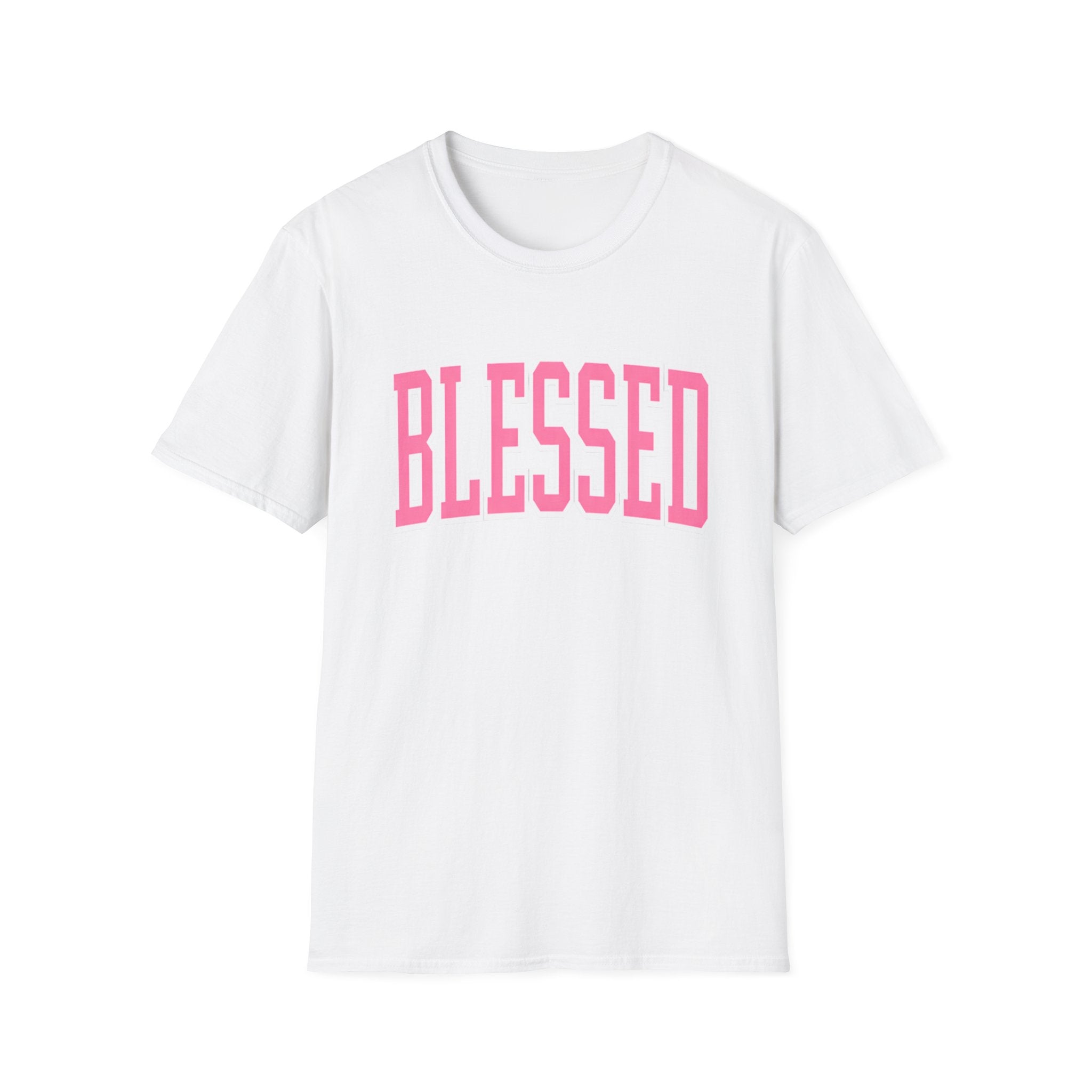 Blessed Graphic Tee – Pink Varsity Letter Shirt | Faith-Based Boutique Tee