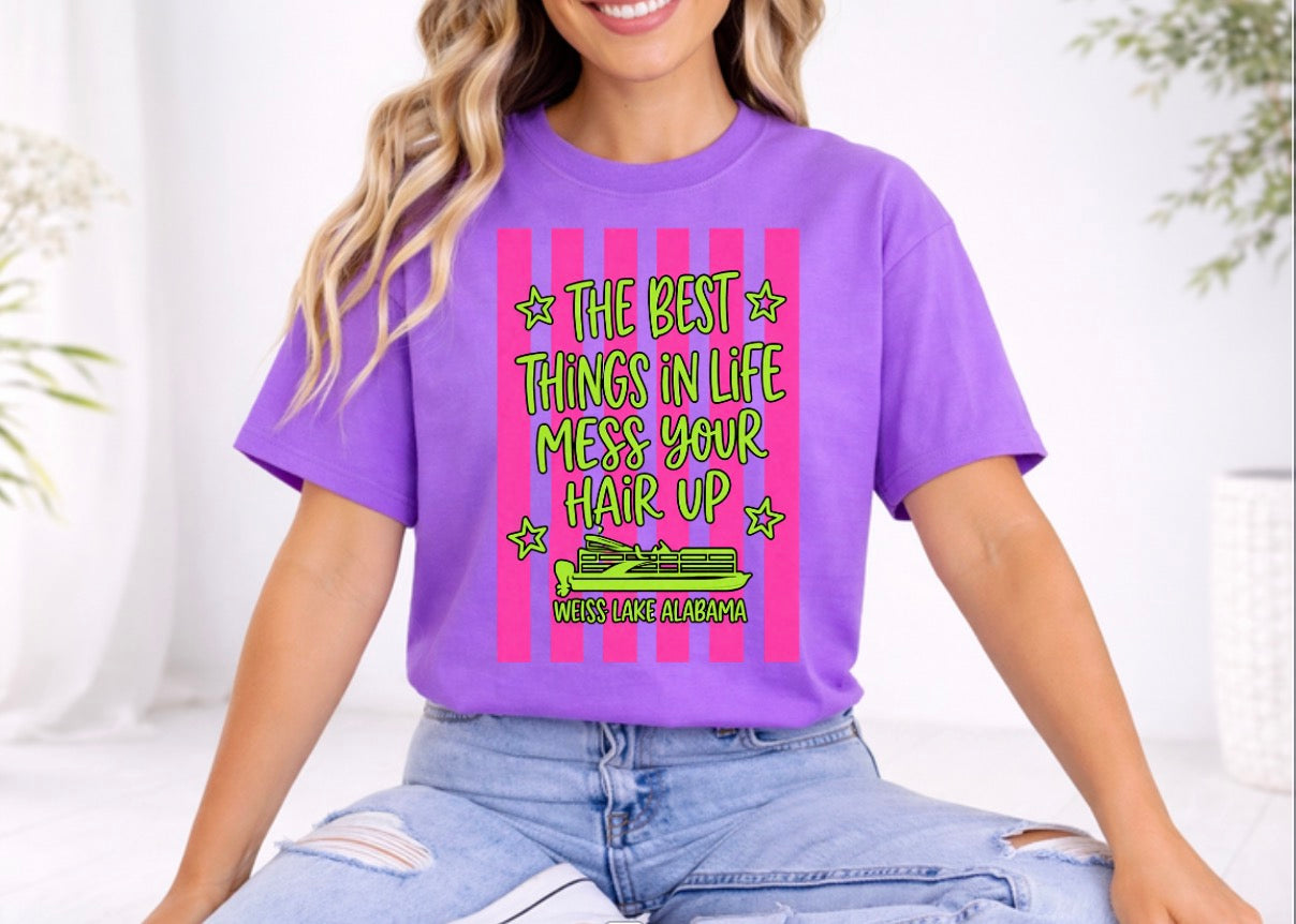 Best Things In Life Mess Your Hair Up Tee | Boat Days Tee