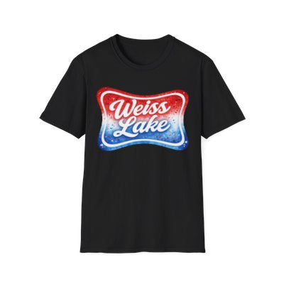 Weiss Lake Logo T-Shirt | Red White Blue Lake Graphic