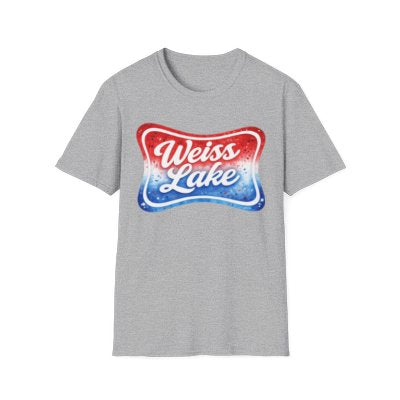 Weiss Lake Logo T-Shirt | Red White Blue Lake Graphic