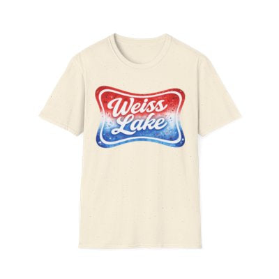 Weiss Lake Logo T-Shirt | Red White Blue Lake Graphic
