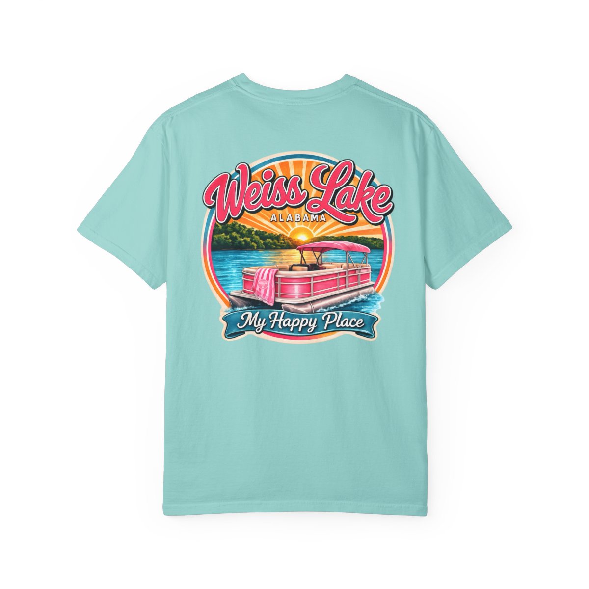Weiss Lake Alabama “My Happy Place” Tee | Pink Pontoon Boat Lake Shirt | Sweet Home Alabama Tees