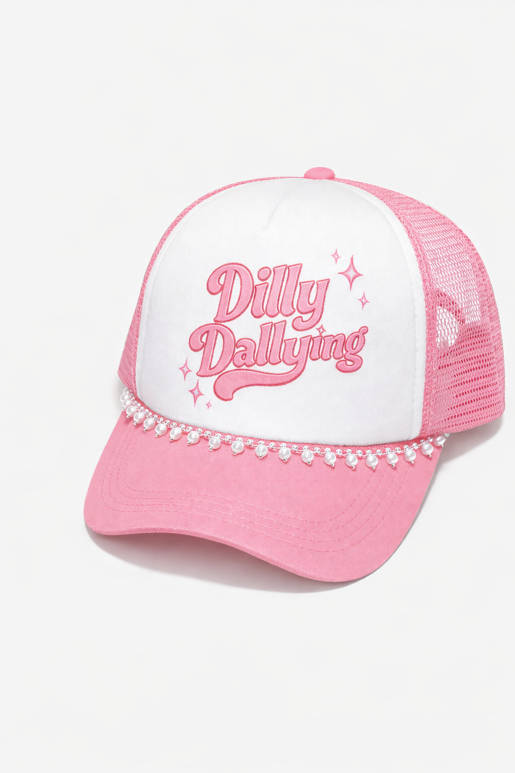 Dilly Dallying Trucker Hat – Pink & Mint Checkered