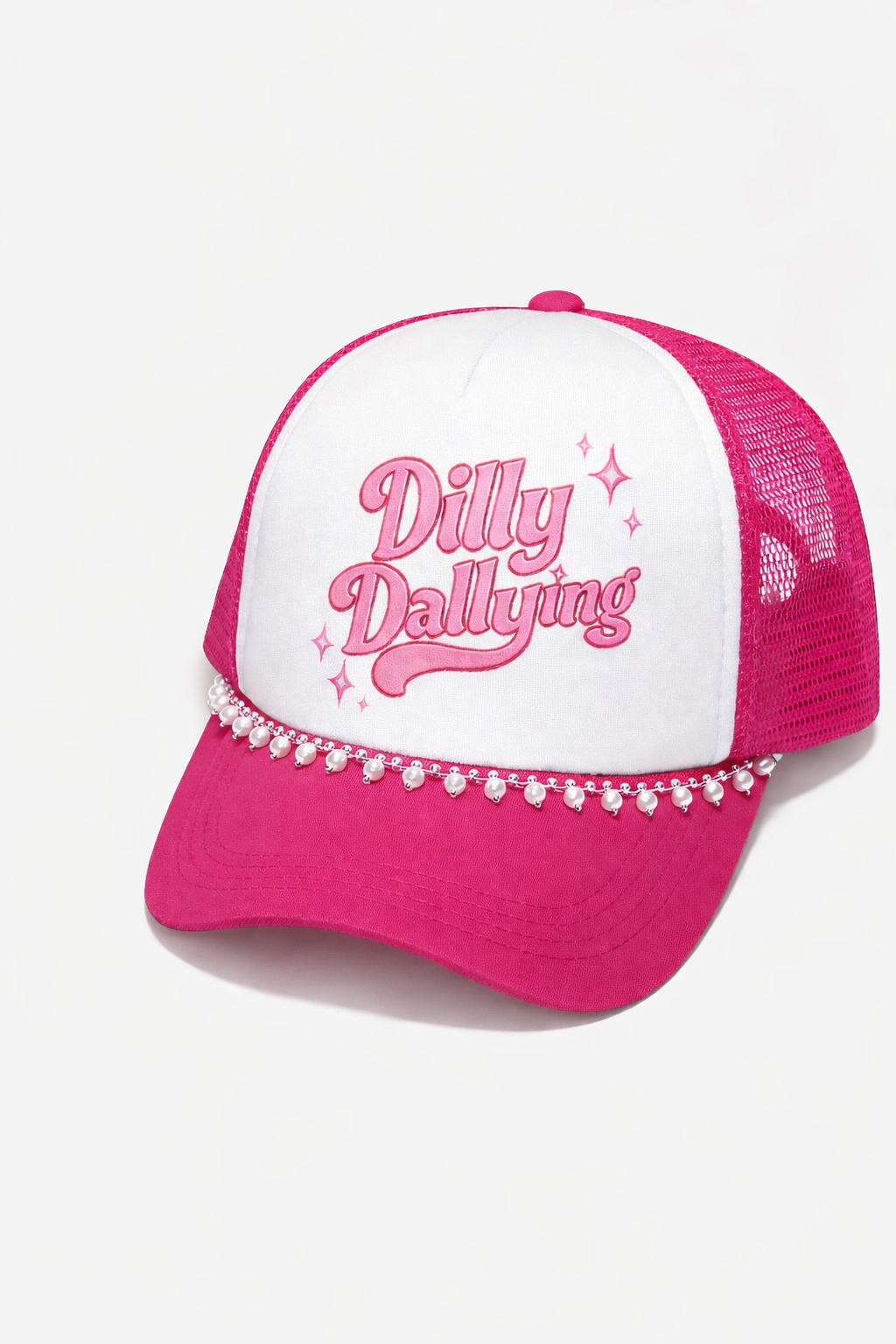 Dilly Dallying Trucker Hat – Pink & Mint Checkered