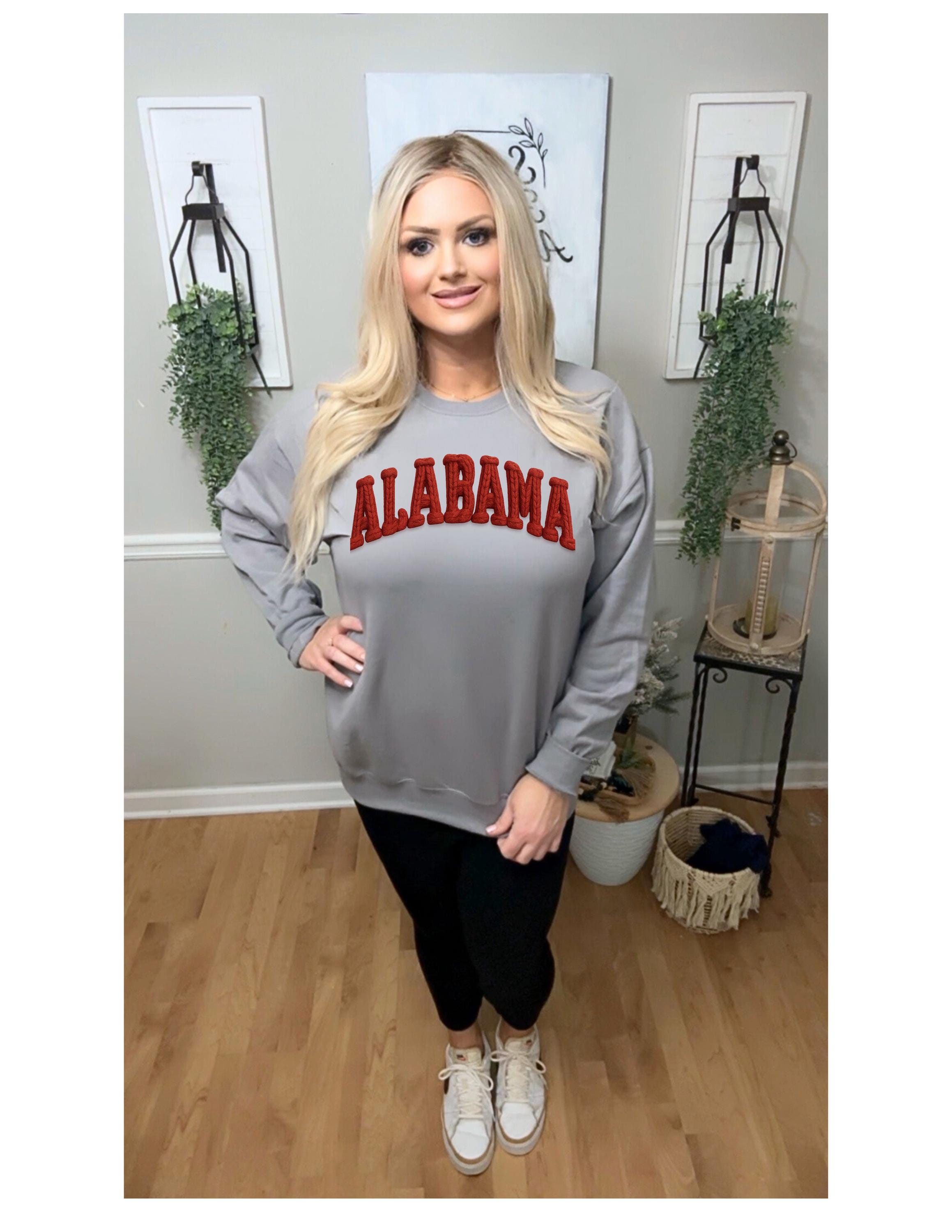 Alabama Chunky Yarn-Look Sweatshirt | Faux Yarn Effect | Cozy Game Day Crewneck | Sweet Home Alabama Tees